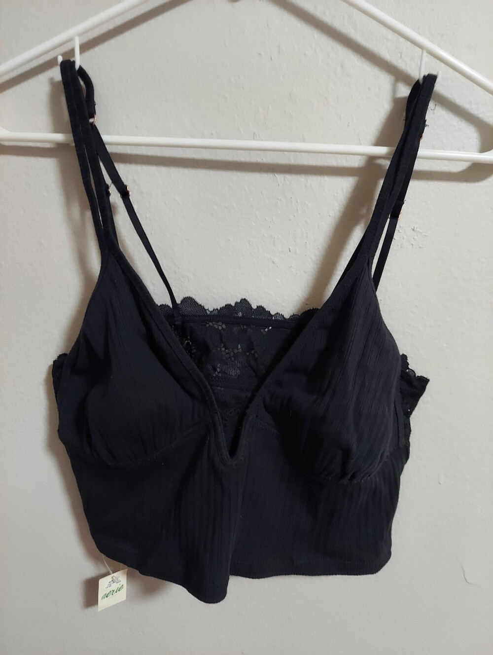 aerie Black Lace-Trim Cami Bralette
